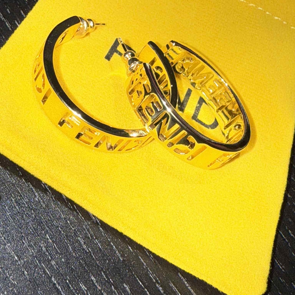 Fendi Gold Logo Hoop Earrings